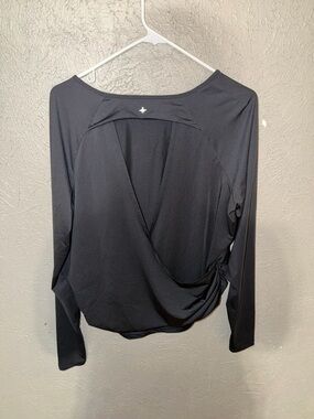 Halara Black Long-Sleeve Open-Back Slouchy Top